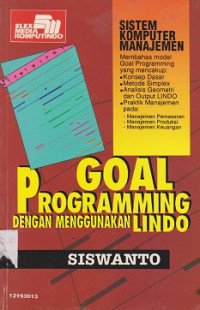 Goal Programming Dengan Menggunakan LINDO